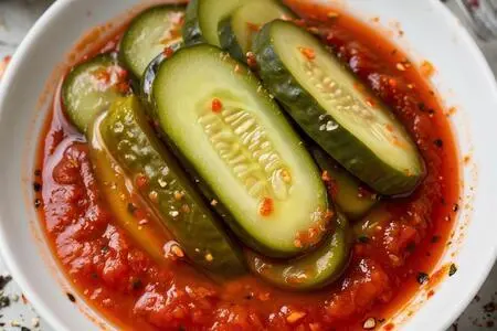 Заготовка из огурцов с томатной пастой